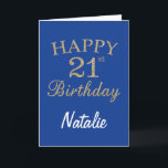 Blue and Gold Glitter 21st Birthday Card<br><div class="desc">Blue and Gold Glitter 21st Birthday Card with personalised name. For further customisation,  please click the "Customise it" button and use our design tool to modify this template.</div>