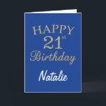 Blue and Gold Glitter 21st Birthday Card<br><div class="desc">Blue and Gold Glitter 21st Birthday Card with personalised name. For further customisation,  please click the "Customise it" button and use our design tool to modify this template.</div>