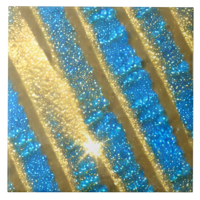 Blue and Gold Glitter Pattern Tile (Front)