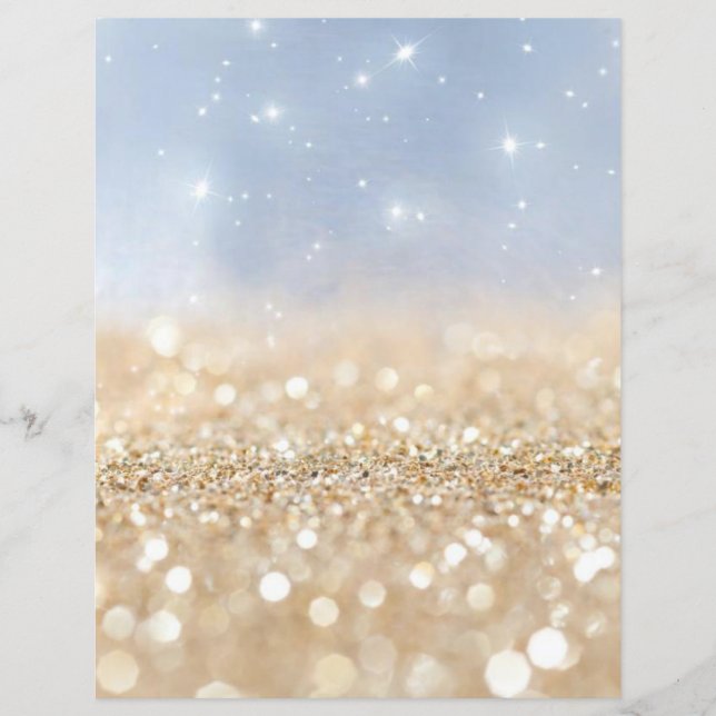 Blue and Gold  Glitter Texture Scrapbook Paper (Front)