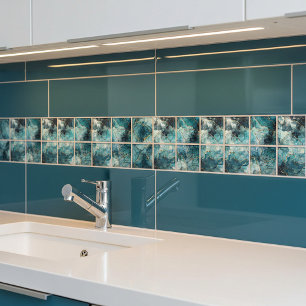 Blue and gold glittery marble tile