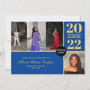Blue and Gold Graduation announcement w/ Photo