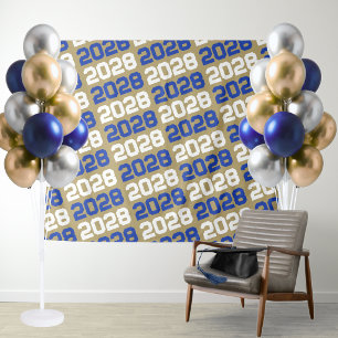 Blue and Gold Graduation Backdrop Tapestry
