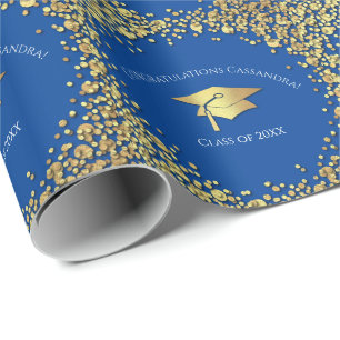 Blue and Gold Graduation Wrapping Paper