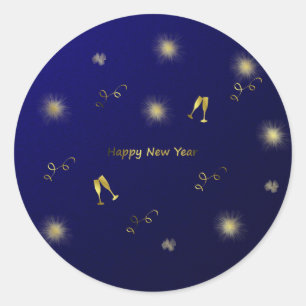 blue and gold happy new year sticker