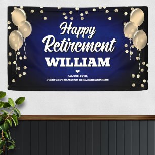 Blue and Gold Happy Retirement  Banner