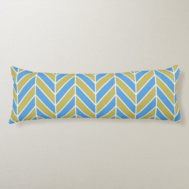 Blue And Gold Herringbone Body Cushion (Front)