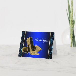 Blue and Gold High Heel Shoe Thank You Card