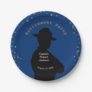Blue and Gold Highway Patrol Retirement Paper Plate