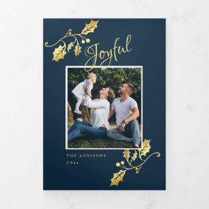 Blue and Gold Holiday Trifold Card