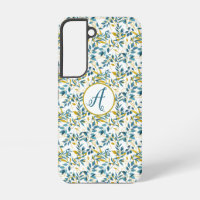 Blue and Gold Leaf Pattern With Initials