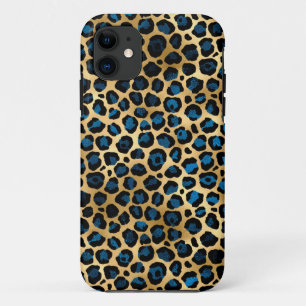 Blue and Gold Leapard print Case-Mate iPhone Case