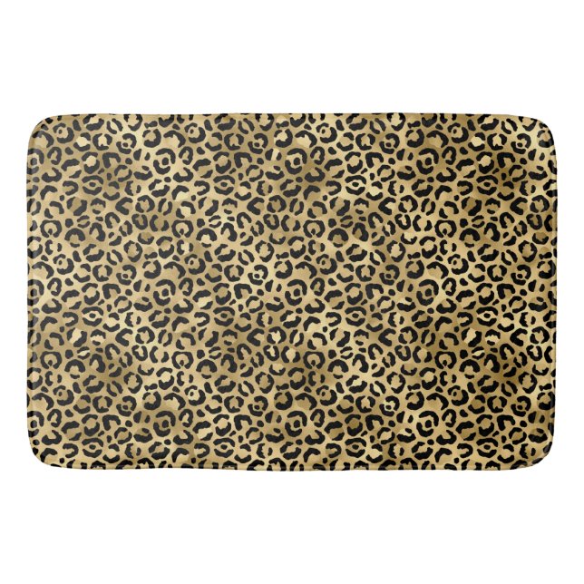 Blue and Gold Leopard Series Design 2 Bath Mat (Front)