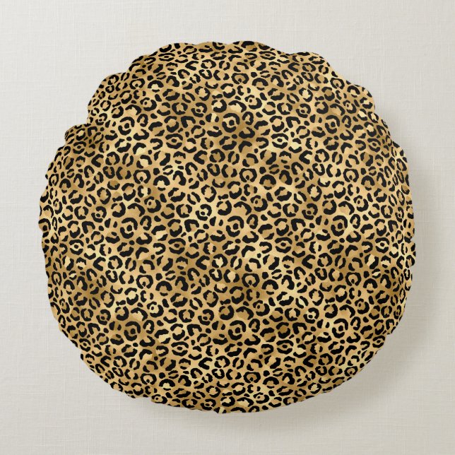 Blue and Gold Leopard Series Design 2 Round Cushion (Front)