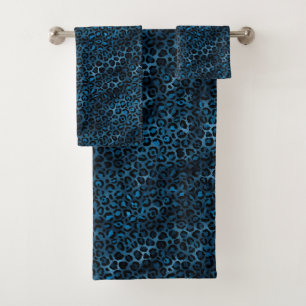 Blue and Gold Leopard Series Design 3 Bath Towel Set