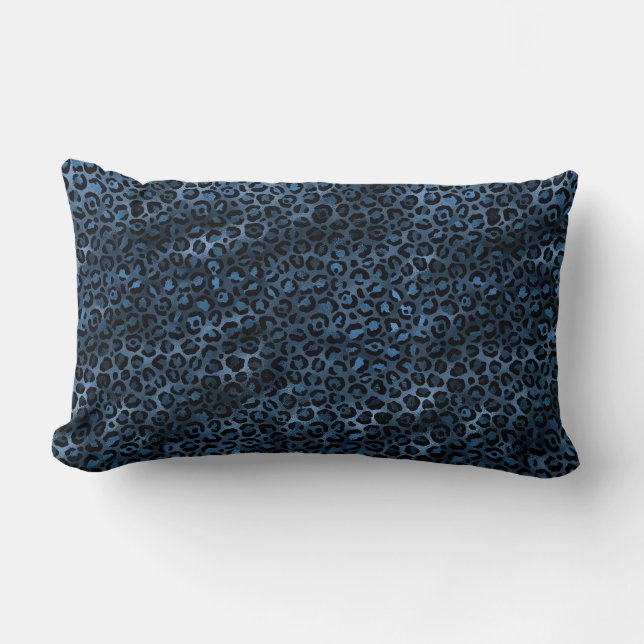 Blue and Gold Leopard Series Design 3 Lumbar Cushion (Front)