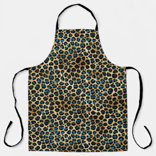 Blue and Gold Leopard Series Design 4  Apron