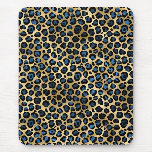 Blue and Gold Leopard Series Design 4 Mouse Pad (Front)