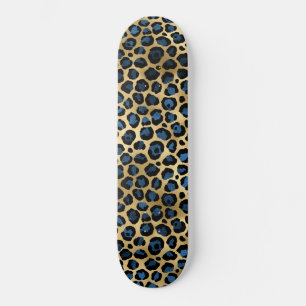 Blue and Gold Leopard Series Design 4 Skateboard
