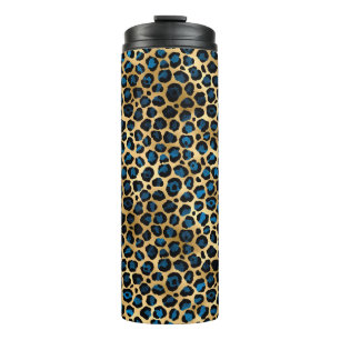 Blue and Gold Leopard Series Design 4 Thermal Tumbler