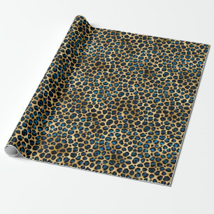 Blue and Gold Leopard Series Design 4 Wrapping Paper