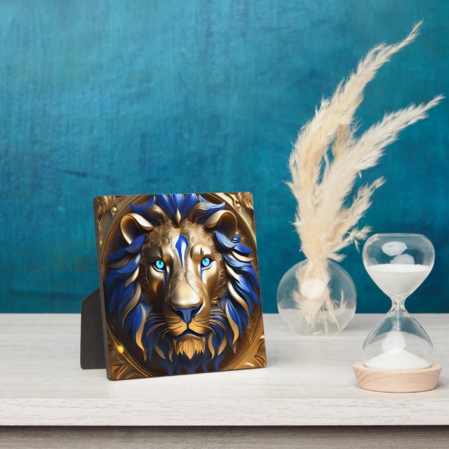 Blue And Gold Lion Head, Plaque (Insitu)