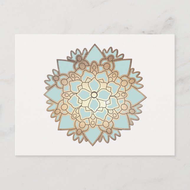 Blue and Gold Lotus Flower Postcard (Front)