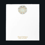 Blue and Gold Lotus Personalised Notepad<br><div class="desc">Blue lotus vector illustration by Maura Reed. An unique, one of a kind design. Add, arrange and re-size text as desired. Need help? Feel free to contact me and I'll happy to assist. The Nelumbo nucifera, known by a number of names including Indian lotus, sacred lotus, bean of India, or...</div>