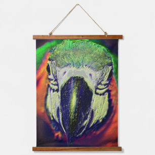 Blue And Gold Macaw Face Parrot Fantasy Art  Hanging Tapestry