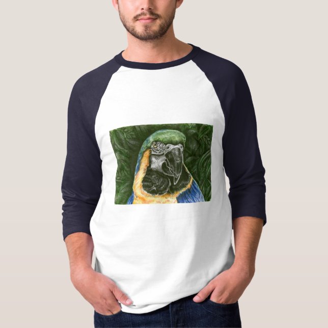 Blue and Gold Macaw Men's basic 3/4 Raglan T-Shirt (Front)