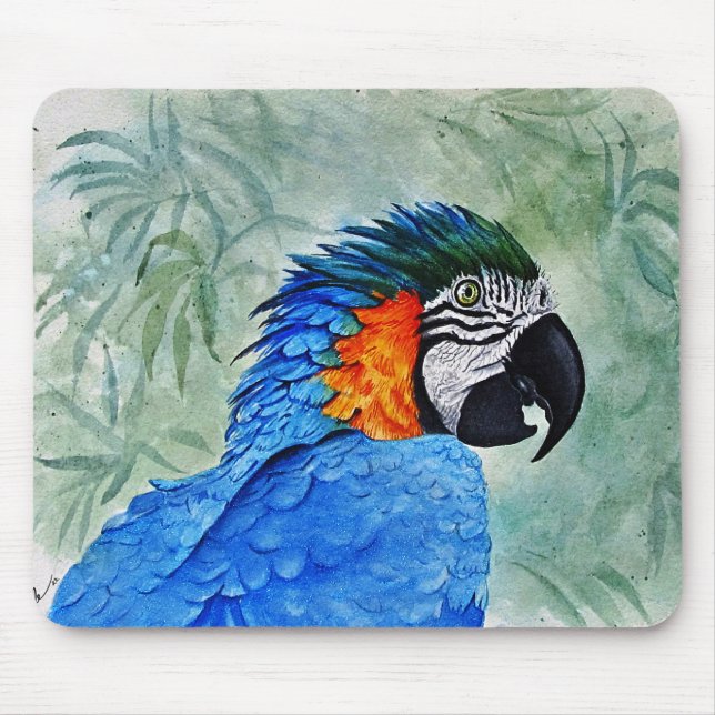 Blue and Gold Macaw Mouse Pad (Front)