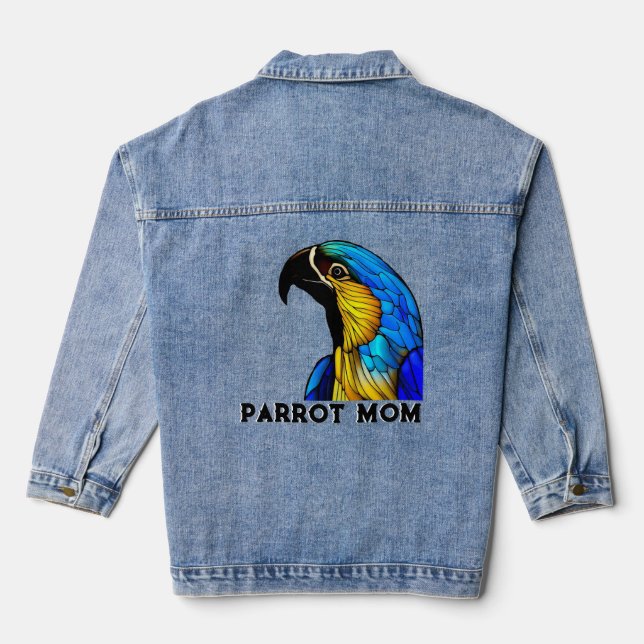 Blue and Gold Macaw Parrot Mum  Denim Jacket (Back)