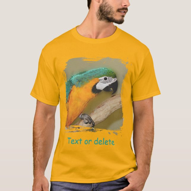 Blue And Gold Macaw Parrot Personalized T-Shirt (Front)