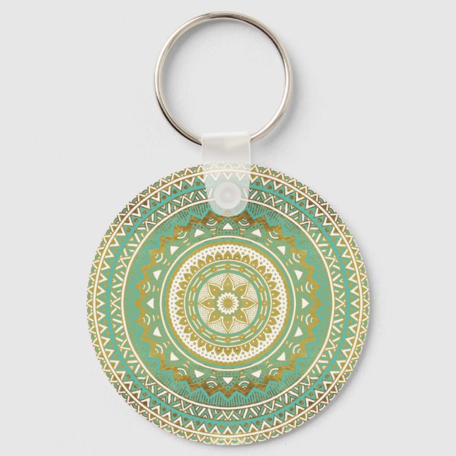 Blue and gold madala key ring (Front)