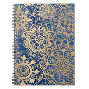 Blue and Gold Mandala Pattern Notebook