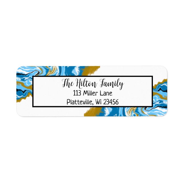 Blue and Gold Marble Fluid Art   (Front)