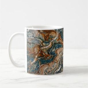 Blue and Gold Marble Swirl Pattern Coffee Mug