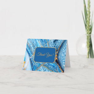 Blue and Gold Marble Thank You Card