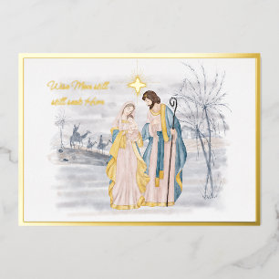 Blue and gold Mary, Joseph and Jesus Christmas