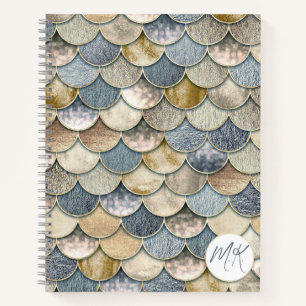 Blue and Gold Mermaid Scales Journal Notebook