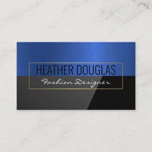 Blue and Gold Metal   Black High Gloss Business Card