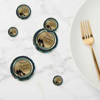 Blue and Gold Metallic Happy Birthday - High Heels Confetti