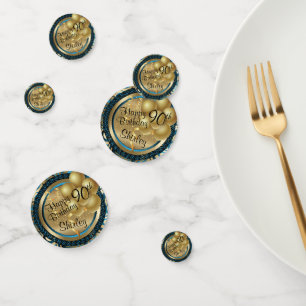 Blue and Gold Metallic Happy Birthday Party Confetti