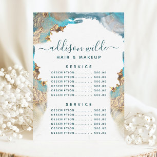 Blue And Gold Modern Art Liquid Ink Service Price Menu