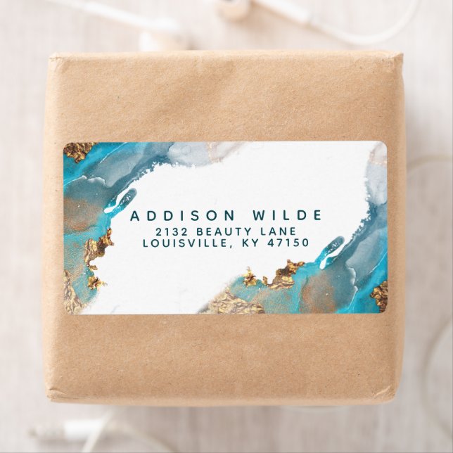 Blue And Gold Modern Art Liquid Ink Shipping (Insitu)