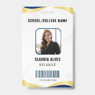 Blue and Gold Modern Student Portrait Company  ID Badge