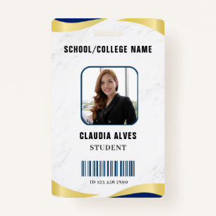 Blue and Gold Modern Student Portrait Company  ID Badge