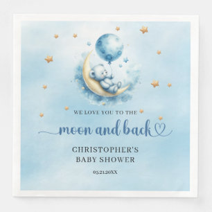Blue and gold Moon and back teddy bear Napkin