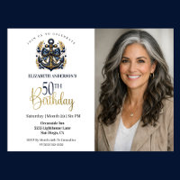 Blue and Gold Nautical Anchor 50th Birthday Photo