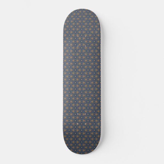 Blue and Gold Petal Design Skateboard (Front)